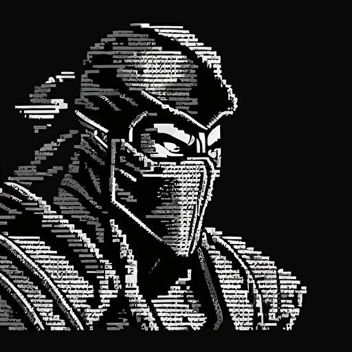 16bit mortal kombat, white on black background, no shading, 2D, vector, 3:4