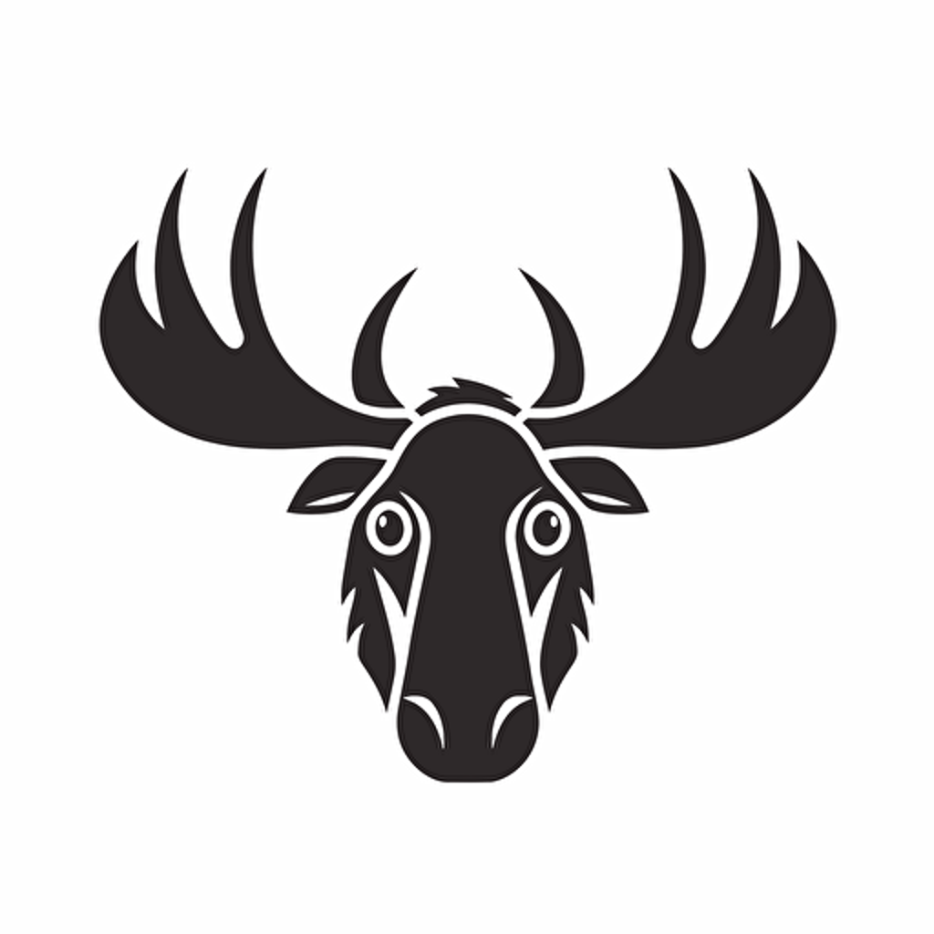 moose, 2D vector, simple, logo style, white background