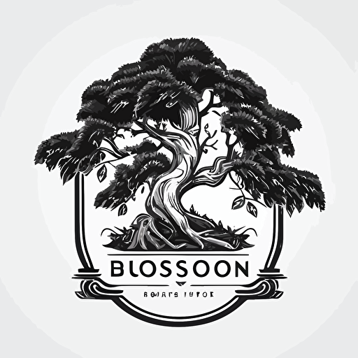 imagine 2d vector black and white bonsai tree logo for a bonsai company
