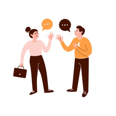 two people talking with chat 