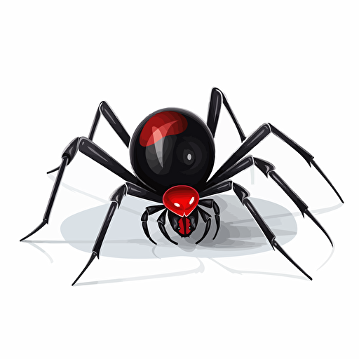 black widow spider, detailed, cartoon style, 2d clipart vector, creative and imaginative, hd, white background