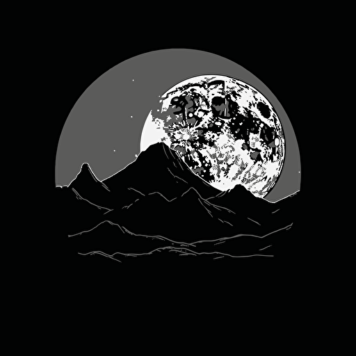 simple full moon vector art, minimalism, black and white, flat