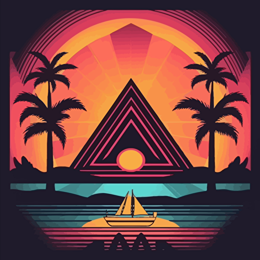 retro sunset vector design, using red and white colors, fraternity theme