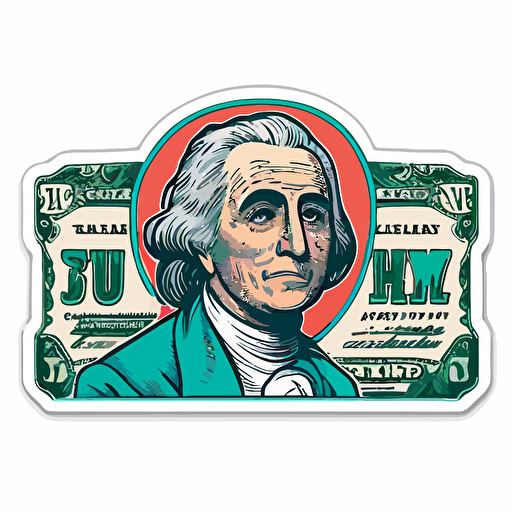 sticker, all about the benjamins you still talking scene, colorful, contour, vector, white background