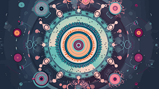 Robot mandala: Use vector tools to create a mandala-inspired design around the robots, using repeating patterns and intricate, symmetrical shapes to create a sense of balance and harmony.