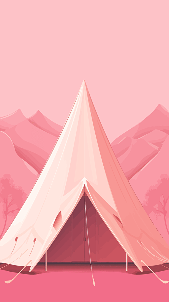 illustration, vector, stretch tent in style of wes anderson pink background
