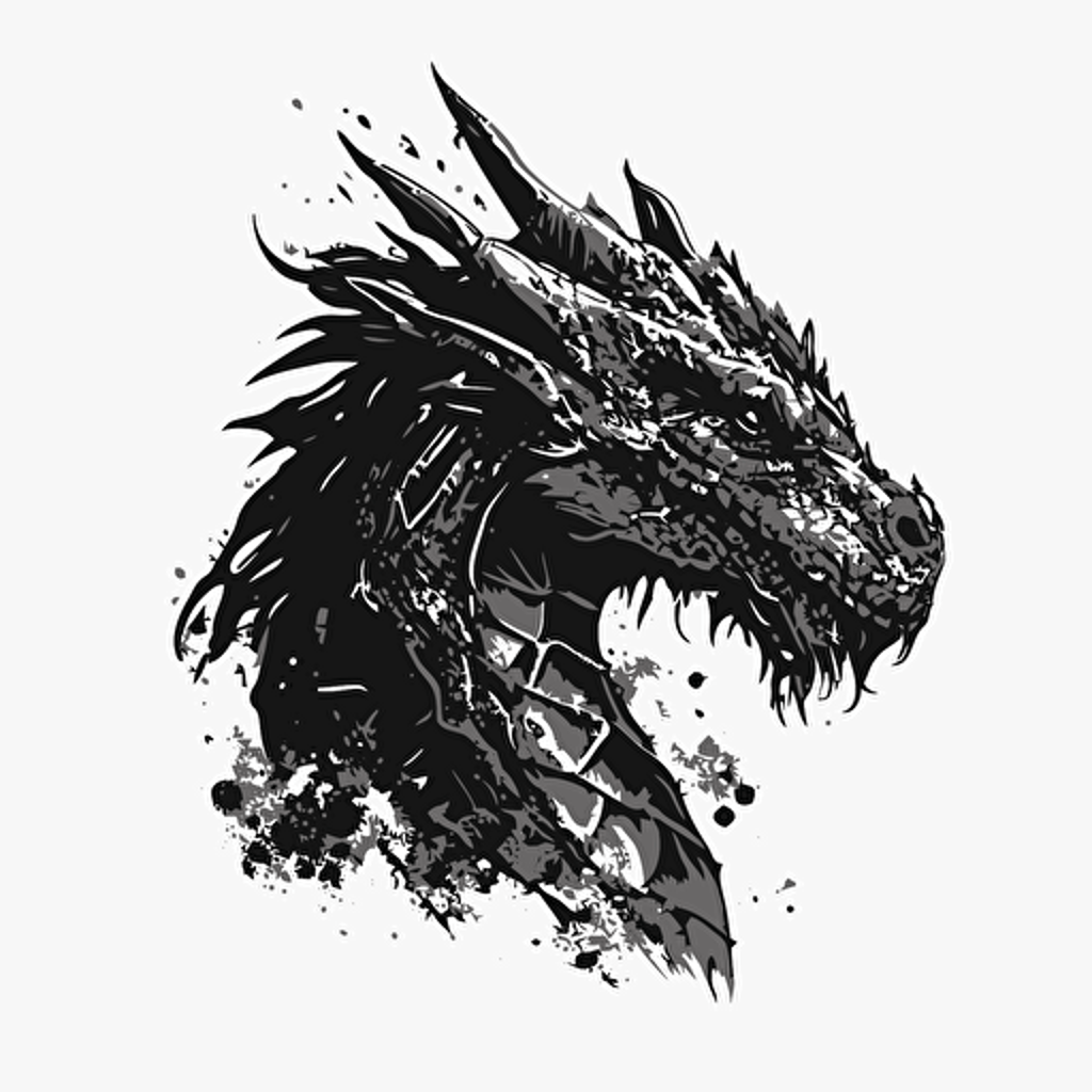 black and white vector art style, friendly dragon, 2d, white background