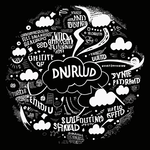 A simple "runic thought bubble cloud" with a few jumbled runic symbols, indicating mental confusion from the Dazed condition, black and white, vector, flat, svg, dnd style