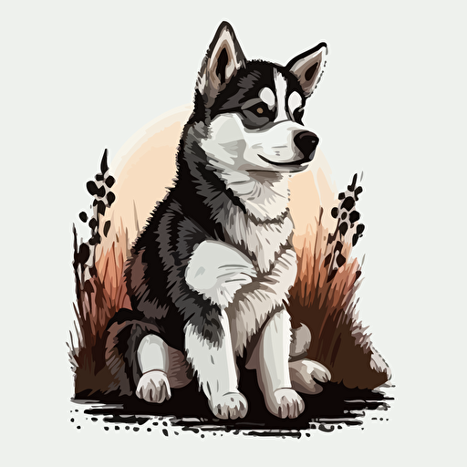 small husky cartoon vector style