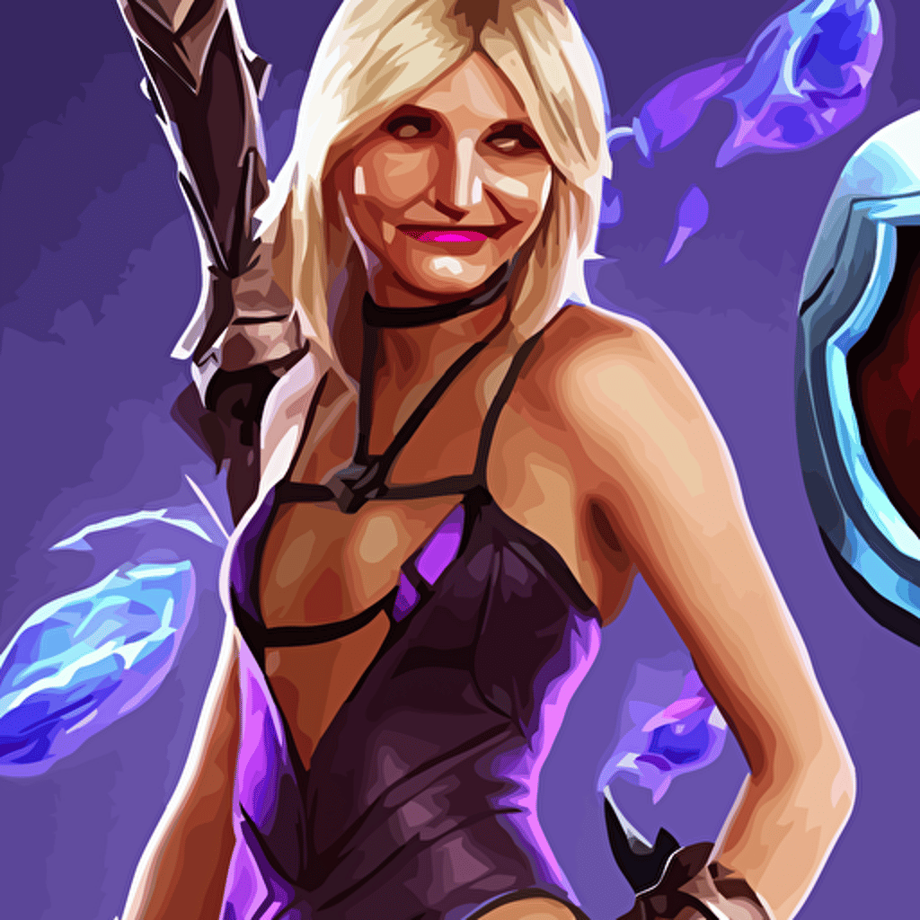 Cameron diaz character game league legends background based game league legends detailed face old 3d, vector illustration