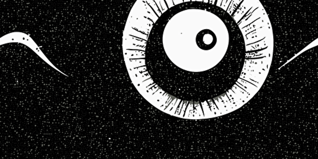 a cartoon vector style illustration of a giant eyeball with lots of veins, goth punk style, lino print paper texture