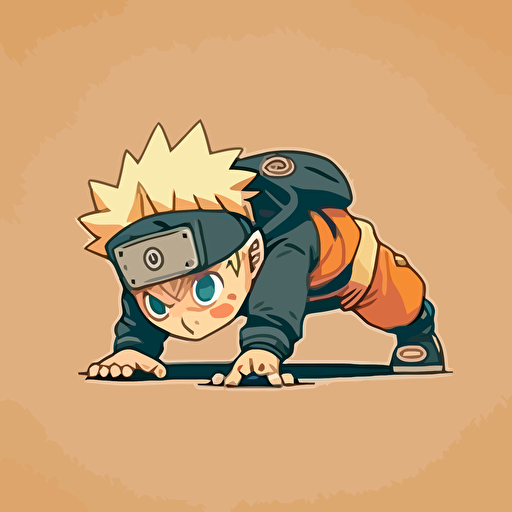 naruto doing push-ups, vector style