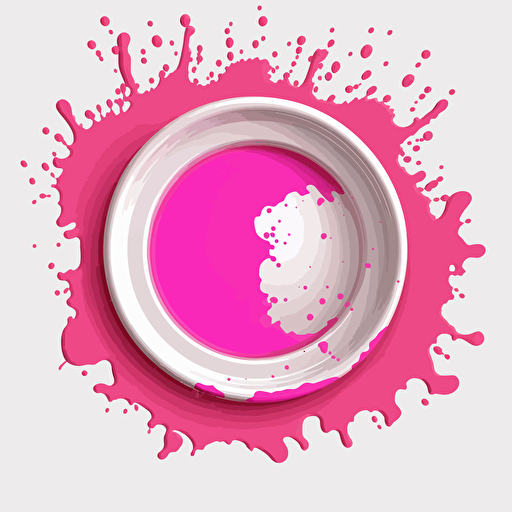 pink and white splash paint rounded, with white circle at center with no borders, transparent background , vector, flat