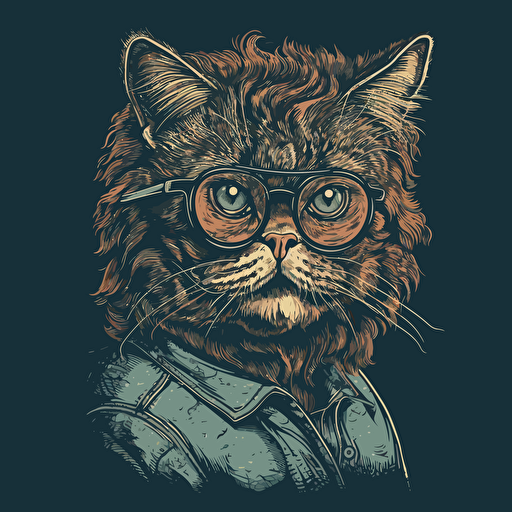 45 year old scandivanian as a cat, vector art style, in the style of Michael Parks