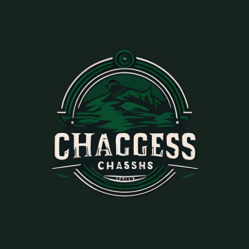 a vector style logo for a golf company called golf chasers, include dark green into logo