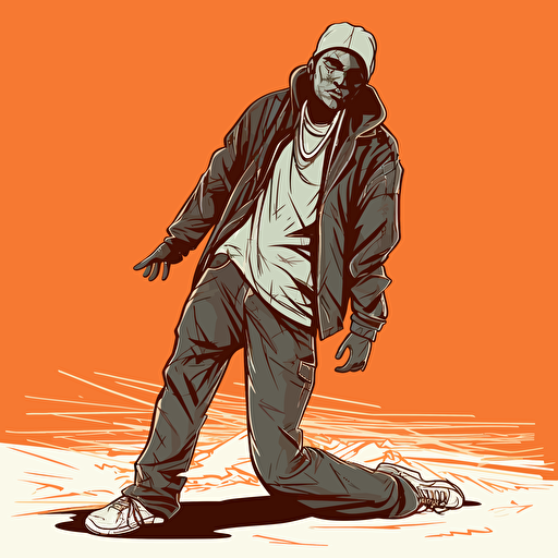street gangsta standing over a dead body, vector art