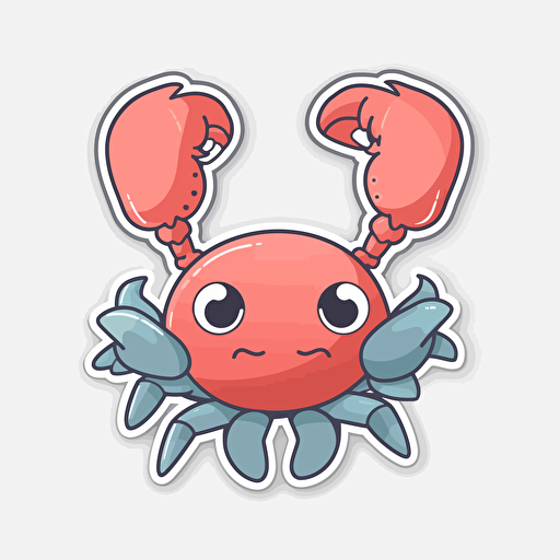 sticker, cute kawaii lobster. Vector, PNG, white