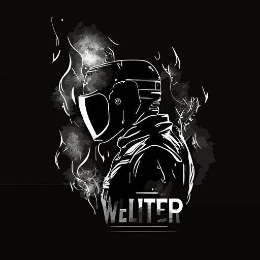 welder vector logo minimalistic black background and inox