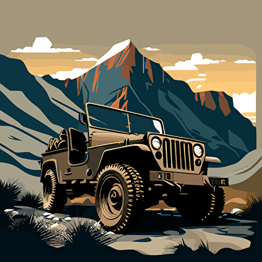 nextcloud.battlebornphoto.com/BBPS2384.jpg, A vector style image of a jeep, natural beauty, mountains, sky,