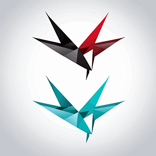 vector logo made simple shapes in origami crane ,2 color, abstrcat , paper,