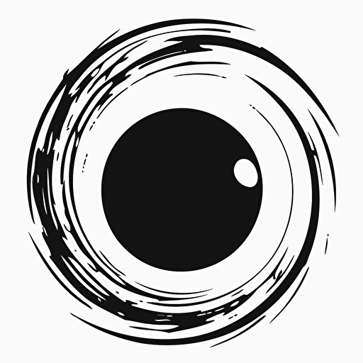 a simple logo of the traced border of a black hole, vector, line, white background
