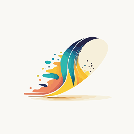 Logo, vector style, flat, white background, minimalist, wave combined with a surfskate board, beach colors, no text.