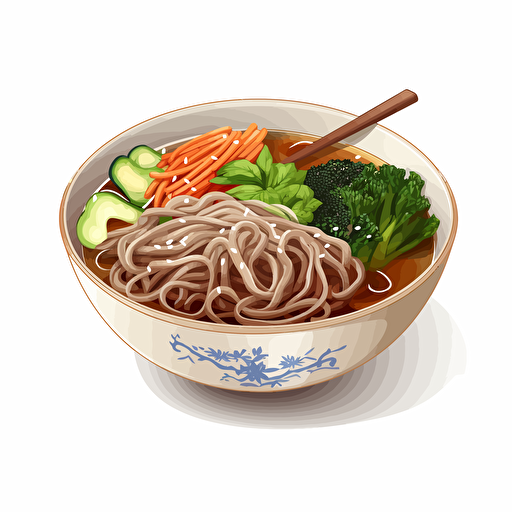 soba bowl, vector art, white background