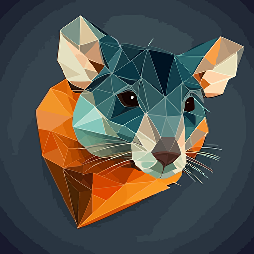 vector style minimalistic color schemes of a faceted rat head resembling a heart