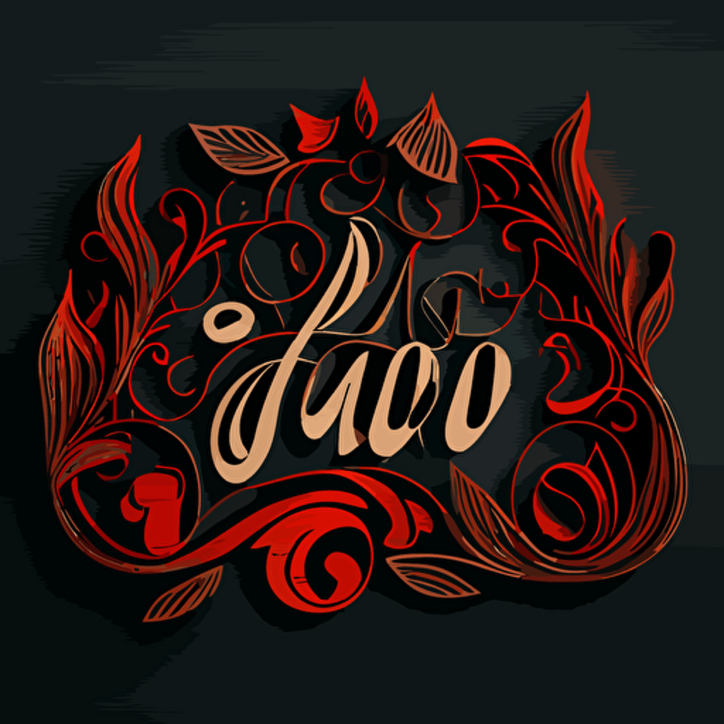 wood cut red black fire in fireplace cursive decorations 2d vector illustration