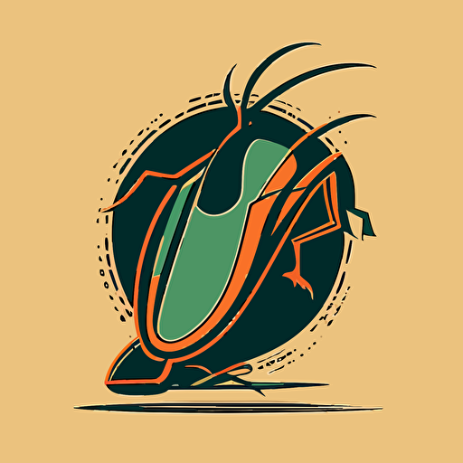 vector logo of a heel squashing a bug, minimal, retro style