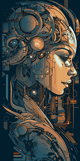 a close up of a person wearing a space helmet, cyberpunk art, inspired by Tom Whalen, handsome humanoid, thin gray antennas, vector artwork, martin ansin
