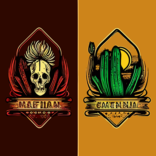 create brand logo vector based, the soul of the earth, vibrant, teremana, line sketch style, main color deep red and green, accent orange or yellow. Have outline of Mexican home on left and bar on right wrapped in a flame or corn husk**