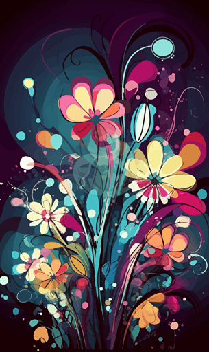 fantasy flowers abstract and colorful, vector.