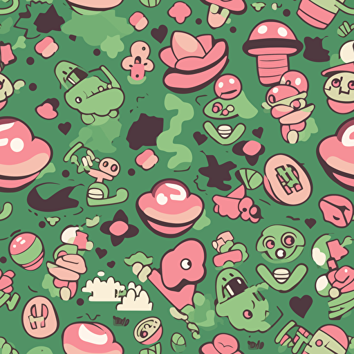 super mario vector seamless background, green and pink