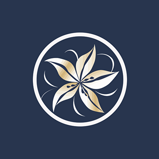 lily flower, inside a circle surrounded by knot plain logo style, vector, single color