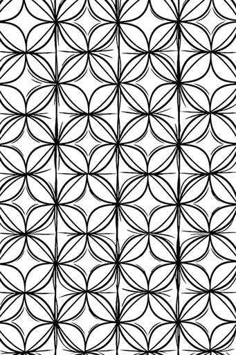 decorative geometric pattern, black on white background, vector, one line