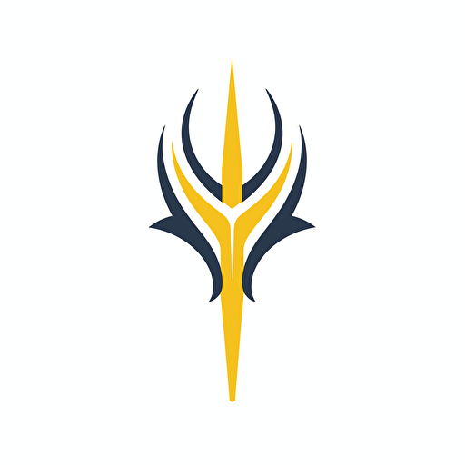 yellow trident logo, minimalist, vector art, 2d, white background