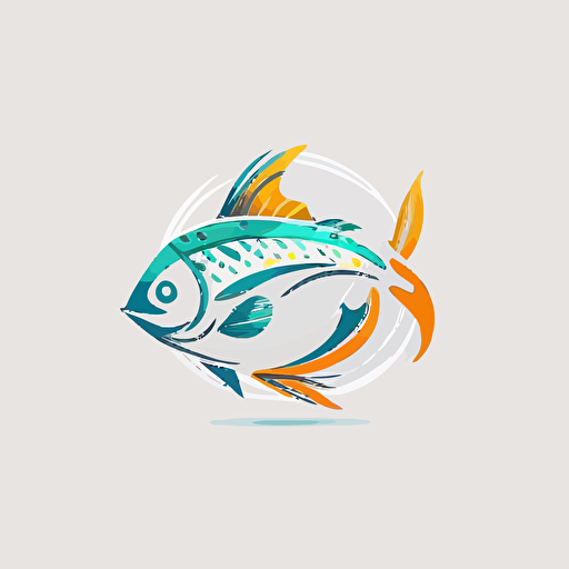vector logo fish seafood on white background few colors clean flat minimalistic