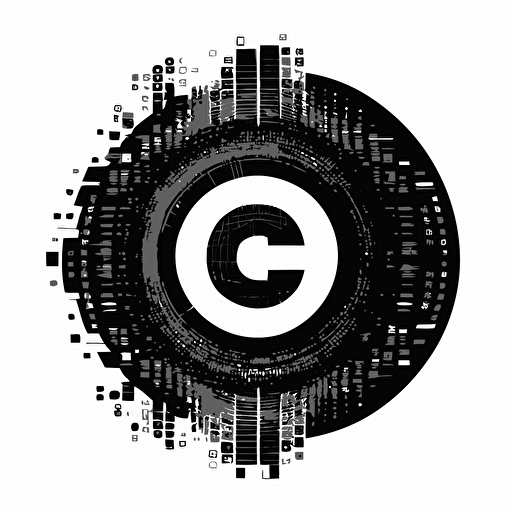 a futuristic pixel iconic logo containing alphabets such as O S M I Q U E, black vector on white background