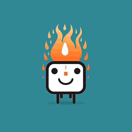 a simple logo of a friendly AI bot wrapped in flames, vector, minimal, by Paul Rand