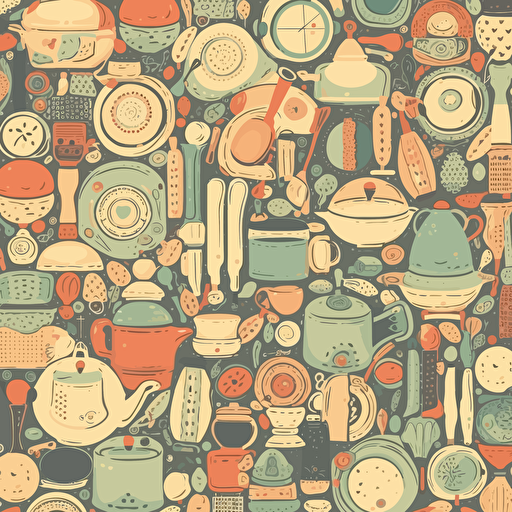 pattern, vectorial, high quality, kitchen stuff, coloured