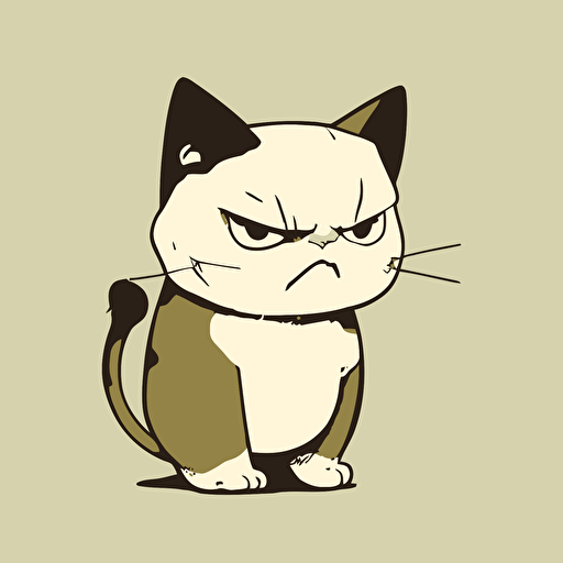 annoyed cat, simple, vector, anime, 2d