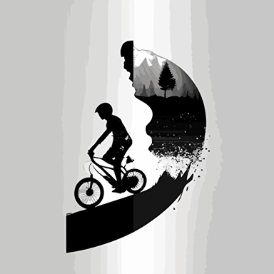 half bike half skii 2d vector black white background