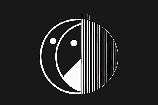 minimalist abstract vector logo, black and white, 2D, flat design, that represent the concept of co-creation and AI collaboration