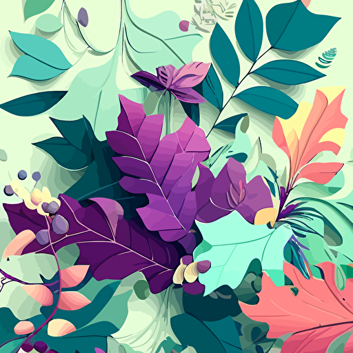 background design pattern leafs and flowers bubblgum colorscheme, vector