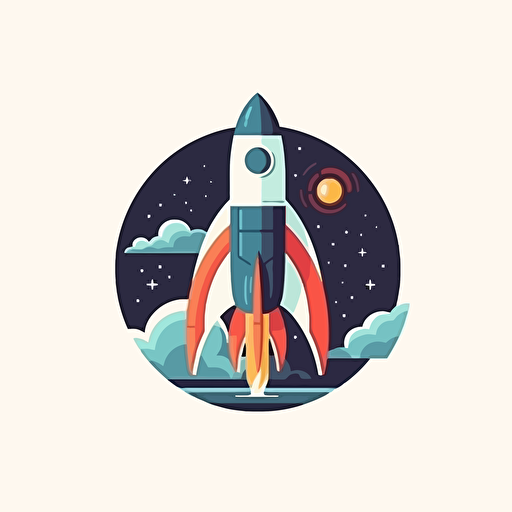 flat vector design rocket company logo