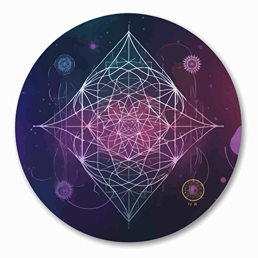 sticker , vector, reiki crystal grid for distant healing, organic