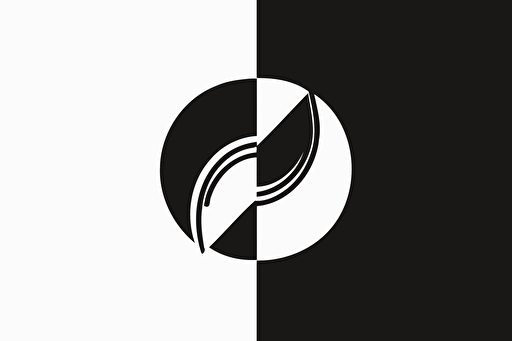 minimalist abstract vector logo, black and white, 2D, flat design, that represent the concept of co-creation and AI collaboration