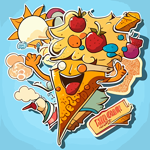 summer crazy funny:sticker,illustration ,vector ,cartoon style