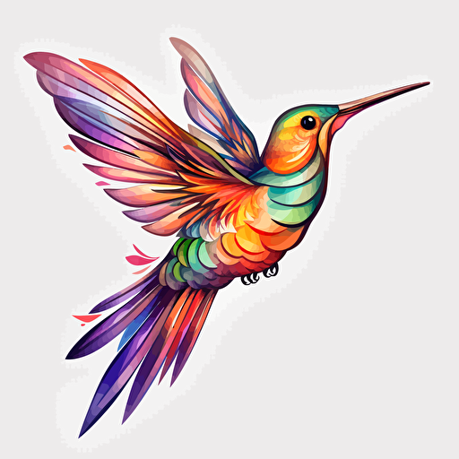 colorful kolibri bird sticker png hq white background vector